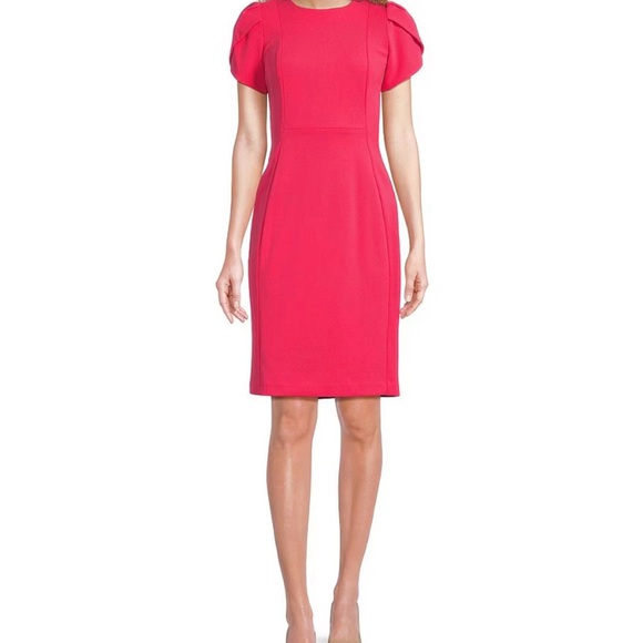 Calvin Klein tulip sleeve sheath dress, pink - Picture 1 of 9